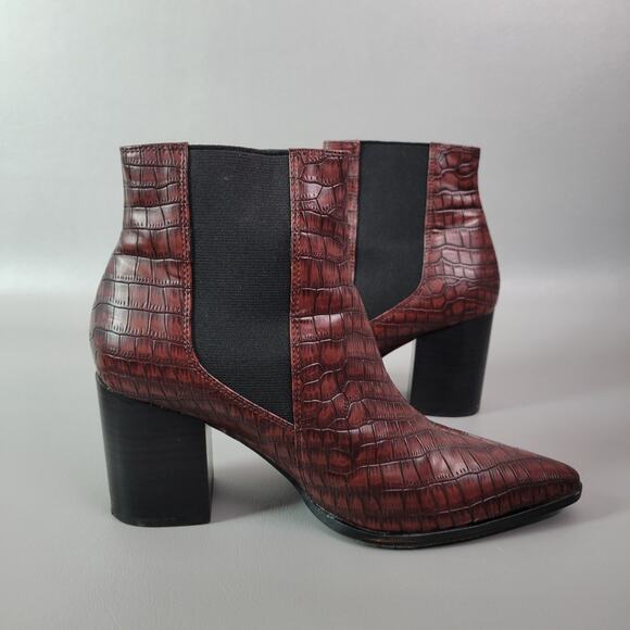 RAYE x House of Harlow 1960 Nick Croc Leather Point Cowboy Block Bootie Boot 7.5 - Picture 2 of 8